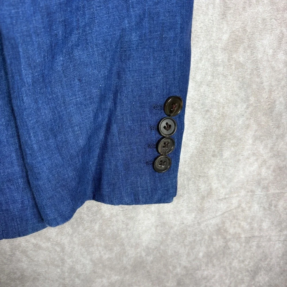 Brooks Brothers Red Fleece Linen Sport Coat Blazer Mens 36S Blue 2-Button Preppy